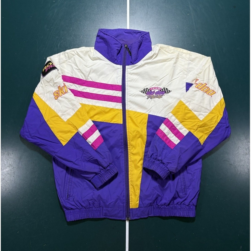 Vtg 90s Ski-Doo Rotax Racing Team Windbreaker Jacket Men Medium Bombardier Read*